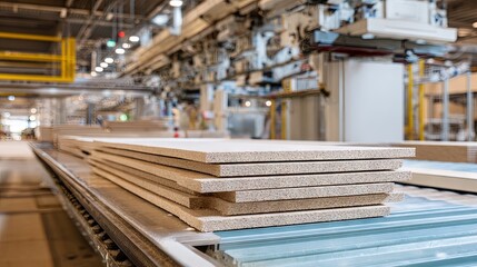 Fototapeta premium Production of kitchen boards in a factory 