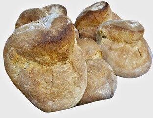 Brown baked bread with a crisp crust and soft texture