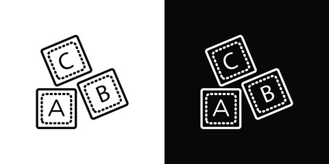 Baby ABC cubes icon in line design. Editable stroke icon.