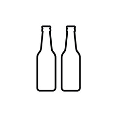 Two outline bottles of beverage side by side on white background