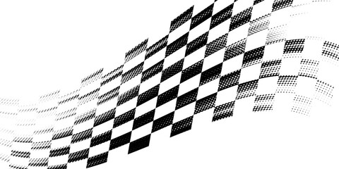 Race flag grunge background, car rally or motocross finish flag with vector checker pattern. Grunge race flag for car racing sport or bike speedway, motorsport