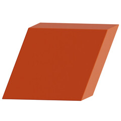 3D geometric parallelogram shape orange terracotta color abstract element black backdrop
