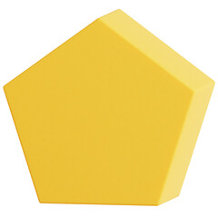 3D Yellow Gold Pentagon Geometric Shape Isolated Element