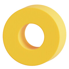 3D Yellow Torus Shape Modern Geometric Ring Icon Render Isolated