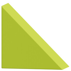 3D Chartreuse Right Triangle Shape Minimal Geometric Prism Object