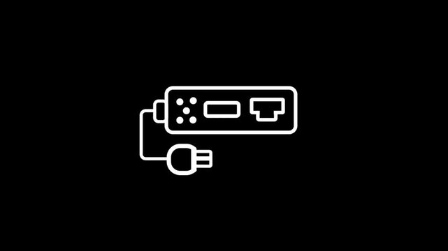 White Line Art Icon of Network Switch and Plug router