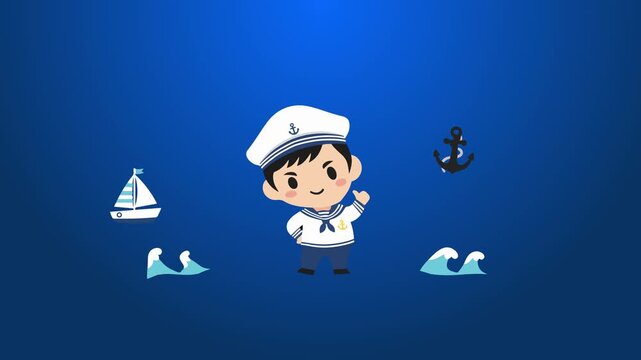 Cute Sailor Cartoon Character Animation for Childrens Content.