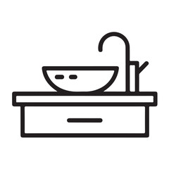 Modern Bathroom Washbasin and Faucet Icon for Hygiene and Interior Design