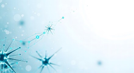 Neurotransmission process , Futuristic Network Connection Structure on Light Blue Background