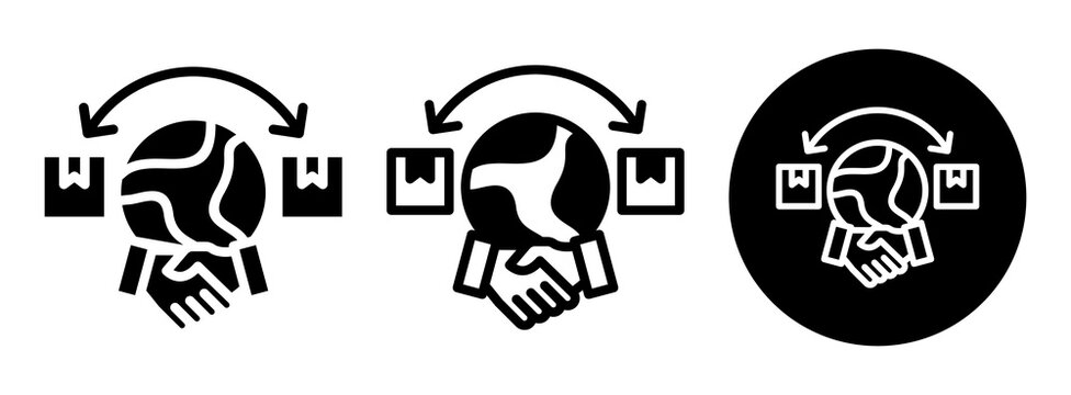 Cross Border Trade Icon Collection Glyph & Mixed Style
