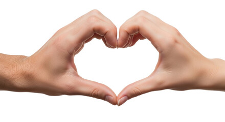 Fototapeta premium Two Hands Forming a Love Heart Shape Gesture Isolated Cutout Transparent PNG