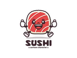 Sushi cartoon mascot with thumbs up