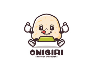 Onigiri cartoon mascot with thumbs up