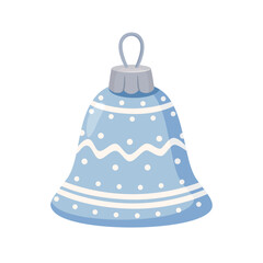 Blue Christmas Bell Ornament Illustration