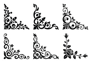 Elegant decorative corner borders set with ornate floral and scroll design elements.