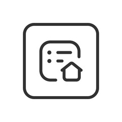 Real Estate Home House List line icon &ndash; house with checklist or list lines outline vector for property checklist, listing comparison, home search filter UI