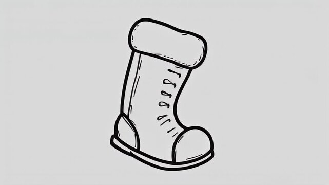 Simple line drawing of a winter boot, perfect for holiday and seasonal themes
