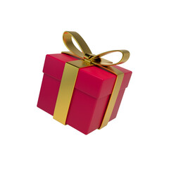 pink gift box present isolated on tranparent background