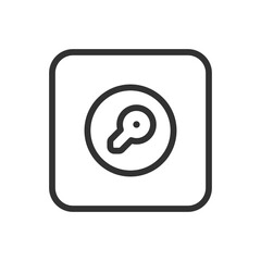 Real Estate Key Circle line icon &ndash; key inside circle outline vector for property access, home handover, secure listing key UI