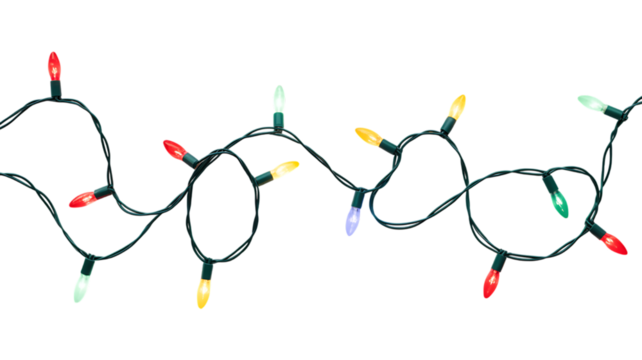 Colorful christmas lights isolated on transparent background for festive decoration - Powered by Adobe