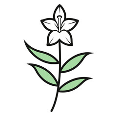 beardtongue flower line art on white background