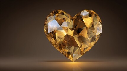 Vector illustration of golden crystal-structured heart.