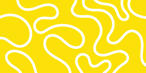 Seamless Yellow and White Abstract Wavy Line Pattern Background Dynamic Organic Flowing Doodle Graphic