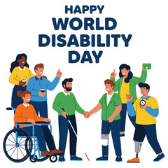 Obraz premium Happy World Disability Day: Celebrating Global Inclusion, Diversity, and the Empowerment of People with Disabilities – Advocates for an Accessible, Equal, and Accepting Society.