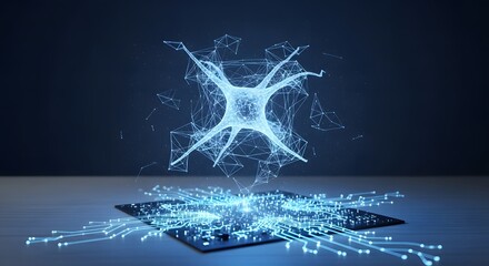 Neural network digital interface, Abstract AI Brain Connectivity on Circuit Board Neural Network C