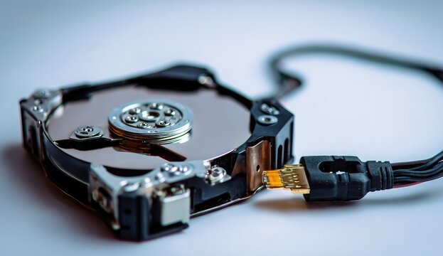 Internal Hard Disk Drive with Data Cable Connection.
