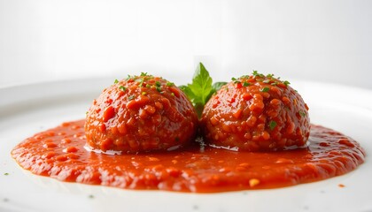 “Two Meatballs with Toothpicks on White Background”.2 meatballs