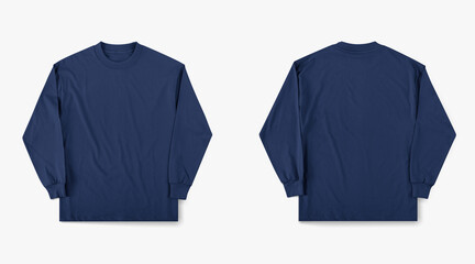 longsleeve t-shirt, regular longsleeve t-shirt navy, tshirt photo for mockup front and back view...
