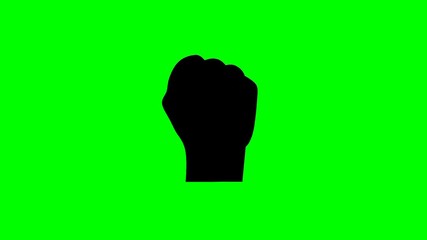 Animation of prohibition sign with clenched fist and red circle on green screen background. Concept of anti violence