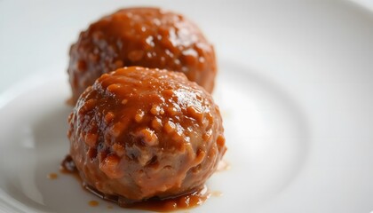 2 meatball. “Meatballs with Sauce on White Background”