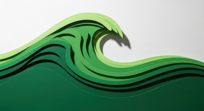 Green wave illustration with black accents