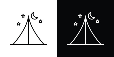 Night camping icon in line design. Editable stroke icon. © Win
