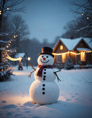snowman outdoor in a quiet winter wonderland