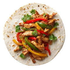  Chicken fajitas , top view, transparent isolated on with white background(4)
