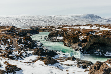 Landscape shots of the Skjálfandafljót river, downstream from the Goðafoss waterfall.