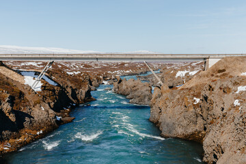 Beautiful bridge over the Skjálfandafljót river, downstream from Goðafoss waterfall.