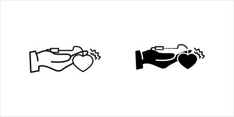 hand-holding-heart-monitor-icon set . set. vector illustration, pictogram isolated on white background. color editable
