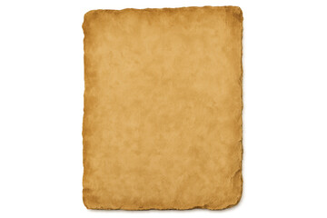 Old aged vintage parchment paper texture with burnt edges and transparent background creating a grunge blank antique document