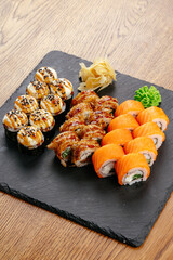 japan sushi rolls with salmon