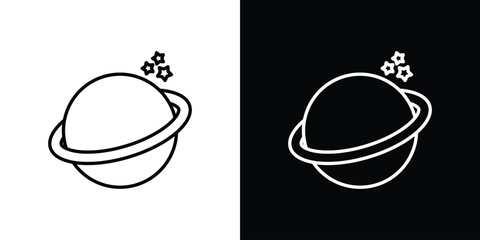 Planet saturn icon in line design. Editable stroke icon. © Win