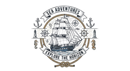Embark on a Voyage Vintage Sailing Ship Illustration for Maritime Exploration and Adventure © Avra