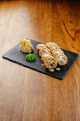 japan sushi rolls with salmon