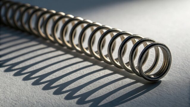 Metallic coil casting shadows with a close up perspective
