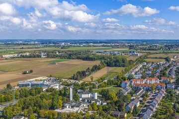Die Stadt Neusäß in der Region Augsburger Land aaus der Vogelperspektive
