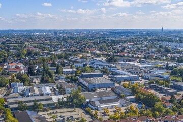 Die Stadt Neusäß in der Region Augsburger Land aaus der Vogelperspektive