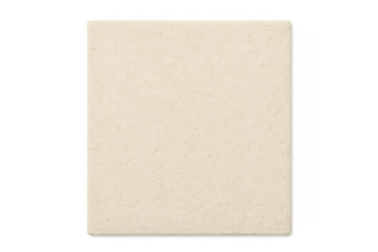 Beige handmade square paper with textured surface, blank stationery element on transparent background